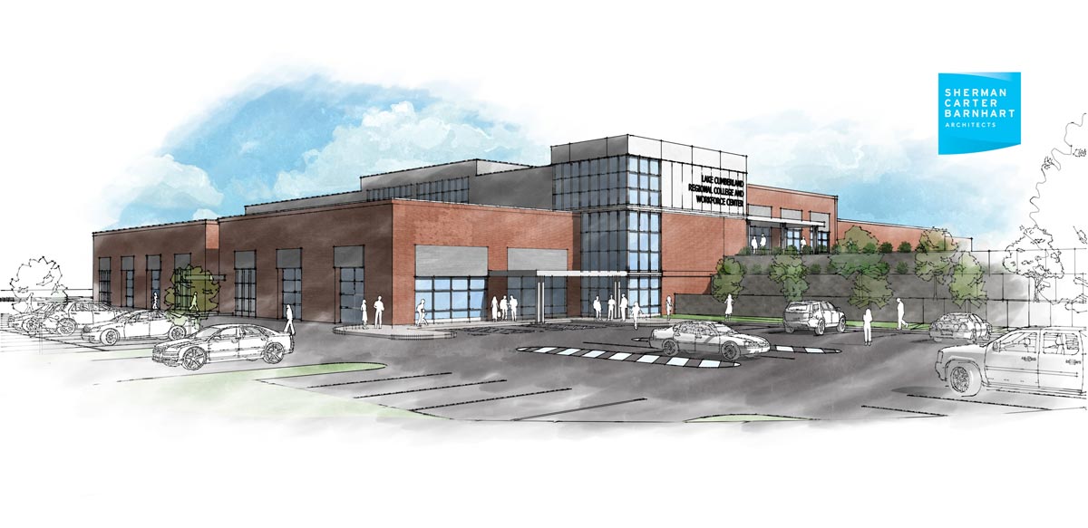 Lake Cumberland Regional College & Workforce Center architects rendering.