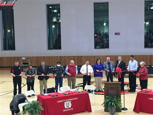 liberty elementary gymnasium ribbon cutting